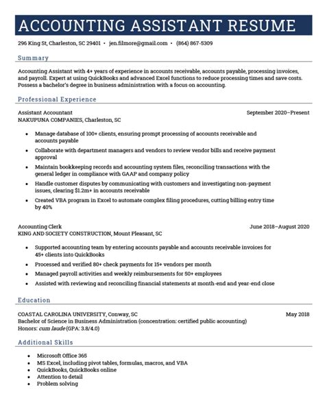 senior accounts assistant resume examples|Accounting Assistant Resume